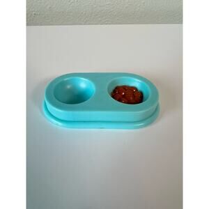Fisher Price Dollhouse 1993 Pet Cat Dog Blue Food Water Bowl